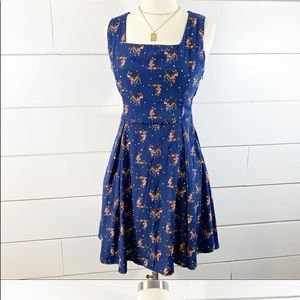 Modcloth Cute Novelty Deer Dress Navy